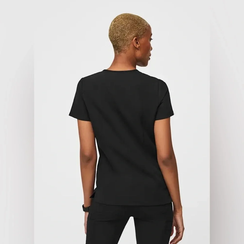 Figs Casma Scrub Top 3 Pocket Black V-neck Size Small - Picture 3 of 11